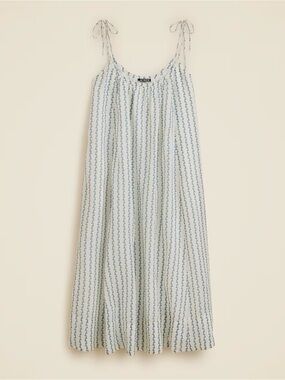 J.Crew Blue Floral Floaty Tie Strap Lined Maxi Dress Large